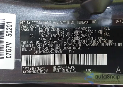 2010 Toyota Sienna Limited z USA, uszkodzony, nr VIN 5TDDK4CC7AS029938